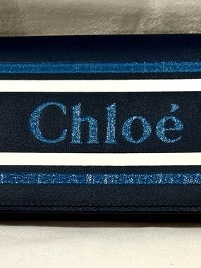 NWT Chloé Vick Long Flap Wallet in a Dark Blue Leather